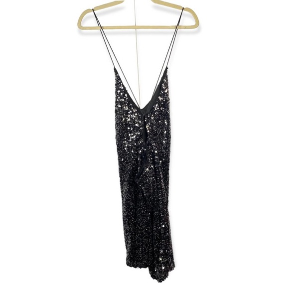 Lulus Sequined Backless Mini Dress Black Silver Size Large - Picture 4 of 16